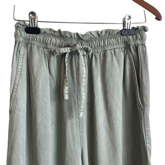 C&C California Coastal Wide Leg Pants S Green Drawstring Waist Soft Boho Beachy - Picture 8 of 12